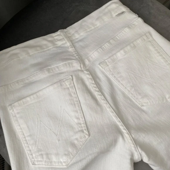 MOTHER High Waisted Looker Ankle White Denim Jeans (26)